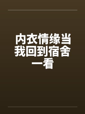 内衣情缘当我回到宿舍一看